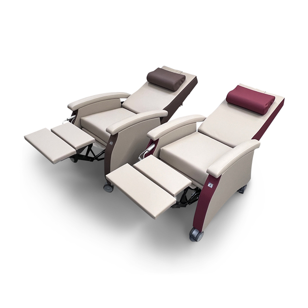 Pflegesessel MultiCare elektrische Verstellung-rot-machiatto-kaschmir-Klinikkonform