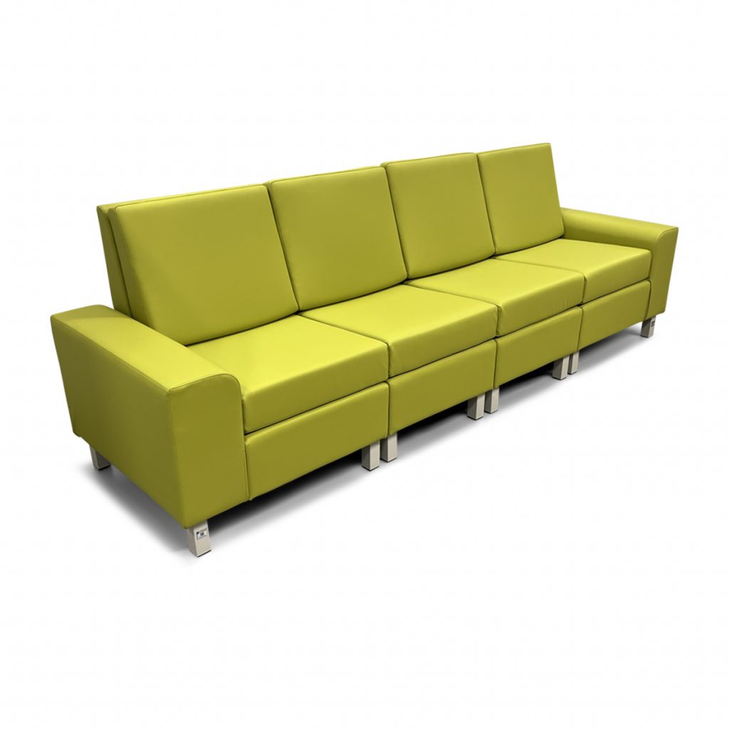 pflegesofa 4sitzer robust abwaschbar fuer wohnheime limone gruen kunstleder