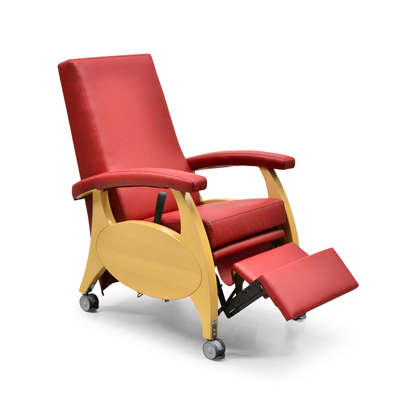 ruhesessel hydraulische verstellung desinfizierbar bezug rot holzteile buche massiv abwaschbar