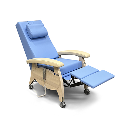 stillsessel multicare wood neo doppelmotorisch bezug hellblau desinfizierbar